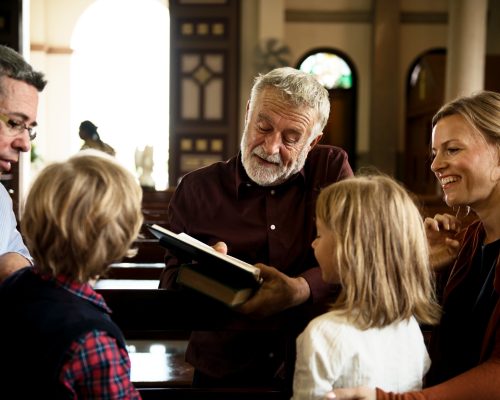 Group of religious people in a church Group of religious people in a church